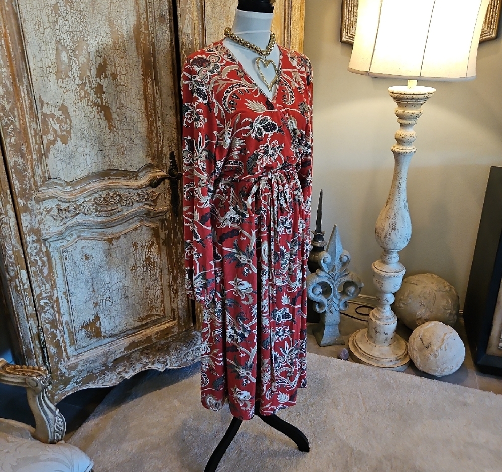 Old Navy Red Floral Wrap Maxi Dress - Picture 3 of 8